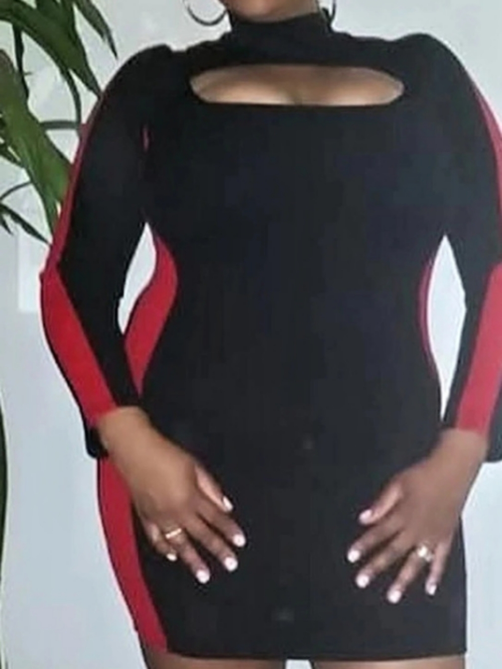Women's Black & Red Color Block Mini Dress